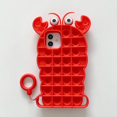 China Hot Sale Drop Resistance Anti-falling Relief Press Relief Waterproof Silicone Gobang Lobster Shape Silicone Red Black Phone Case for sale