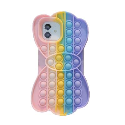 China Anti-fall Color Mixed Hugging Lovely Bowknot Silicone Phone Case For Girls for sale