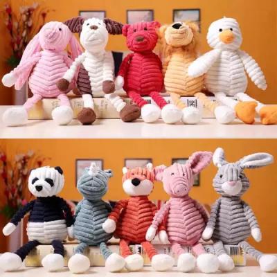 China Big 42cm Size Baby Quilt Hot Sale Monkey Bear Fox Lion Rabbit Duck Dog Pig Soft Plush Corduroy Baby Comfort Toy for sale