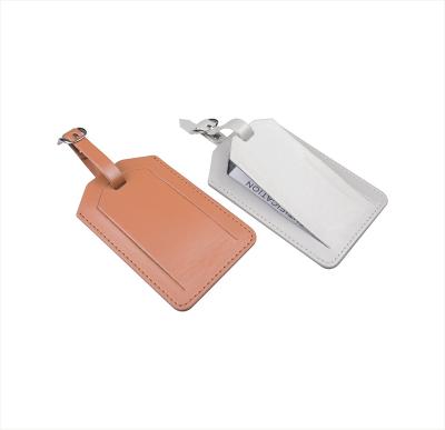 China Embossed Leather Personalized Genuine Leather Luggage Tag Travel Tag For Business Trip for sale