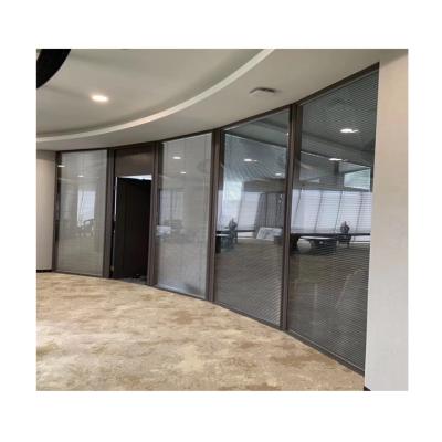 China Privacy Easy To Clean Wood Grain Colors Aluminum Sliding Door With Blinds Between Glass for sale