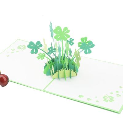 China All Creative Copllent 3d Gift Voucher Birthday Card Clover for sale