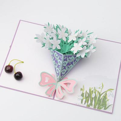 China All Creative Copllent 3d Gift Voucher Birthday Card Hazelnut Flowers for sale