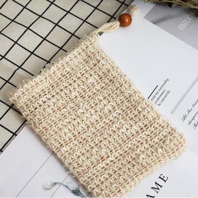 China Waist Drawstring Sisal Soap Net Bag Eco Friendly Customized Organic Soap Bag for sale