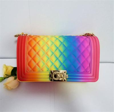 China 2019 Lady fashion new shoulder handbags colorful frosted diagonal ladies bag rhomboid chain bag for sale