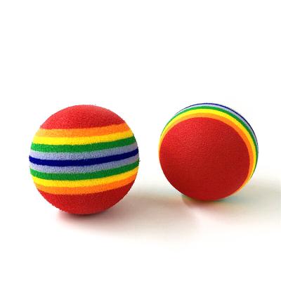 China Super Elastic Stocked Stripe Rainbow Pet Toy Ball Pet Chew Toy Pet Supplies for sale