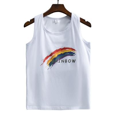 China Factory Wholesale Price Women Rainbow Pattern Breathable Vest Gym Sleeveless Tank Top With 3 Rows Buckle Inside for sale