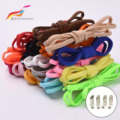 China Fashion Round Multicolor Polyester Laces Half Oval Round Football Shoe Lace With Metal Stud for sale