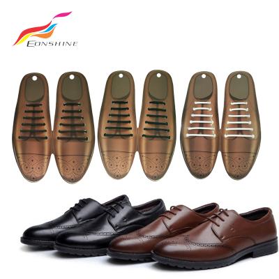 China Thin Round Leather Shoes Around No Tie Elastic Silicone Shoe Strings For Oxford Shoes Stylish for sale