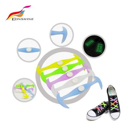 China Flat No Tie Lazy Flexible Silicone Laces Reflective Elastic Laces for sale