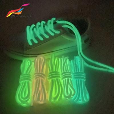 China Around 140cm Night Lace Luminous Glow In Dak Round Shoe Laces For Sports for sale