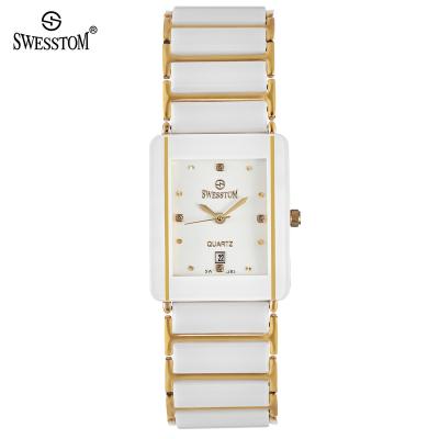 China Day/date new watch ceramic macaron alloy watch decorative Geneva three-eye six-pin watch for sale