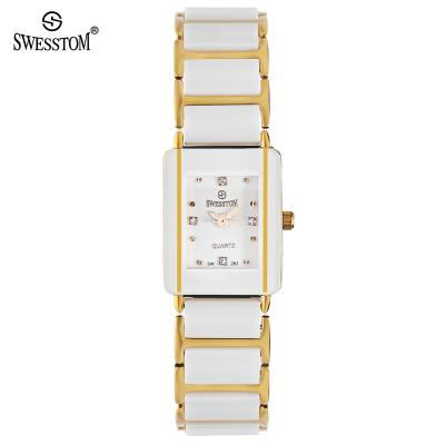 China Day / Date Fashion 80303 Elegant Women Analog Quartz Watches Luxury Lady Rhinestone Ceramic Watches for sale