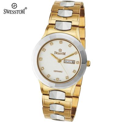 China Day/Date Stainless Steel Women's Watch Fashion Design Luxury White Ceramic Watch for sale