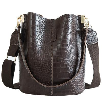 China Fashion Crocodile Cross - Body Bag For Women Shoulder Bag Women Bags Luxury PU Leather Bucket Handbag for sale