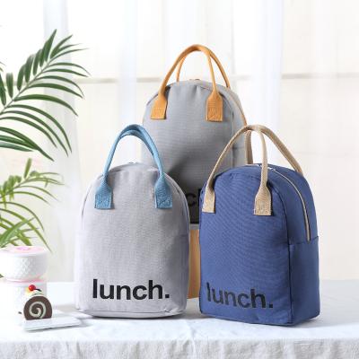 China 2021 New Student Waterproof Portable Lunch Tote Bag Storage Bag Eco-friendly Insulated Canvas Lunch Bag for sale