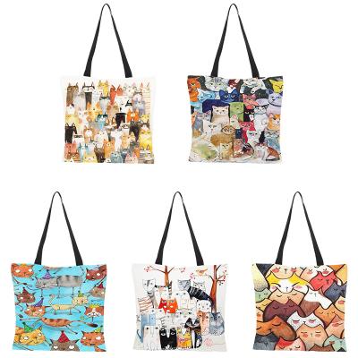 China High Quality Whale Sea Series Customer Bag Women Large Capacity Cool Painting Cute Painting Canvas Shopping Bags for sale