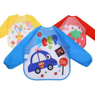 China High Quality Waterproof EVA Children's Shirt Infant Dress Design Children's Long Sleeve Reverse Dressing Eating Dress Baby Bib for sale