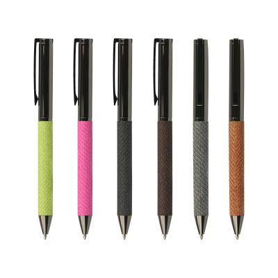 China Business / Luxury Factory Gun Black Luxury Refill Pen With Leather Coated Pen for sale