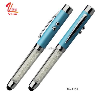 China office & School Pen 4 in 1 Stylus Pen Metal Crystal Universal with Laser LED Light for sale