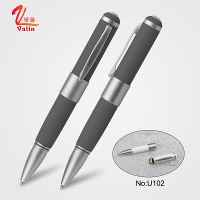 China Custom Business Gift/USB Pen Drive Promotional Logo Ball Pen Metallic Flash Drive for sale