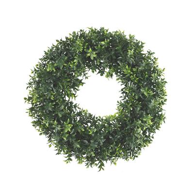 China Garden Decoration Customized Wedding Artificial Plastic Spring Floral Opal Basil Leaf Half Wreath Garland For Home Decoration for sale