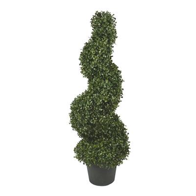 China Hot Selling Garden Decoration Boxwood Artificial Spiral Tree Plastic Artificial Spiral Tree For Garden Decor for sale