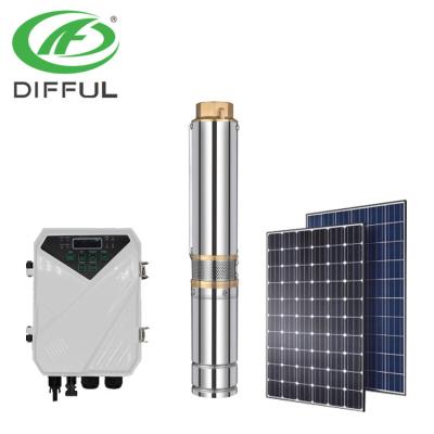 China Drinking Water Treatment Off Grid Solar Power System Well Pump Solar Borehole Pump 12v DC Deep Centrifugal Pump for sale