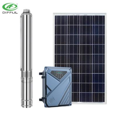 China High Efficiency 100m Borehole Water Solar Pump System Solar Powered Hybrid Water Pump for sale