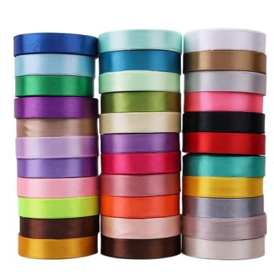 China Manufacturer Solid Color 100% Polyester Wholesale Floral Ribbons Logo Ribbon Satin Ribbons With Printing Logo Just For You for sale