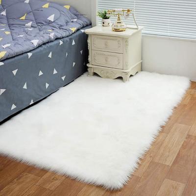 China Popular Style America Europe White Luxury Faux Sheepskin Chiffon Blanket,Faux Fur Floor Mat for sale