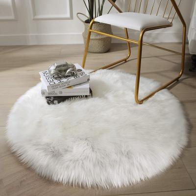 China Europe High Quality Round Rug Faux Sheepskin Warm And Super Soft Comfortable Chair Cushion Bedroom Floor Rug for sale