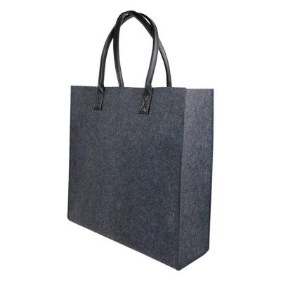 China Fashion Durable Ladies Felt and PU Leather Shoulder Bag Women Handbags Felt Tote Bag for sale