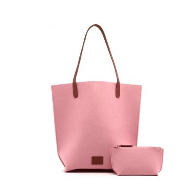 China Durable OEM Lady Felt Tote Bag Felt Handbag Shoulder Bag Luxury Shopping Bag for sale