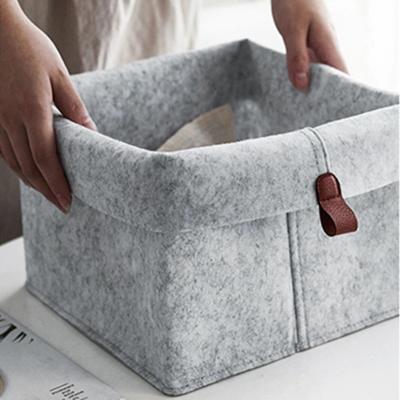 China New Durable Leather Handle Basket Held Clothes Toys Books Storage Basket Laundry Box Organizer New Arrivals for sale