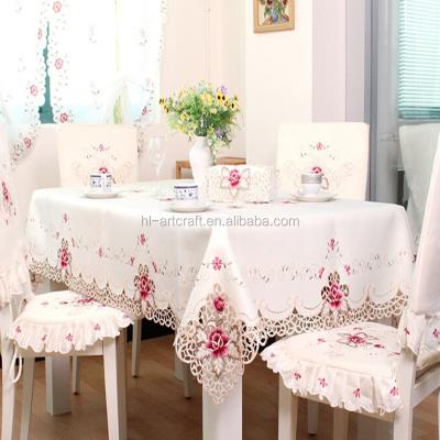 China Hot Sale Oilproof Embroidered Design To Wedding Rectangular Table Cover Cloth for sale