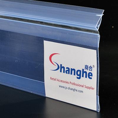 China Supermarket/Store Fitting Hot Selling Extruded Hinged Clear PVC Shelf Barkers Shelf Talker For Promotion for sale