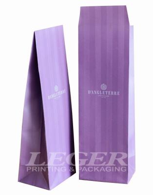 China Purple Printed Paper Bags With Silver Logo For Hotel Gift Packaging for sale