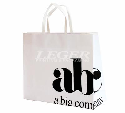 China Recycled Paper Shopping Bags White With Black Logo , Garment Packaging Bags for sale