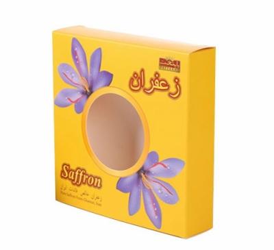 China Saffron Packaging Boxes with round window , Printed Cardboard Boxes for sale