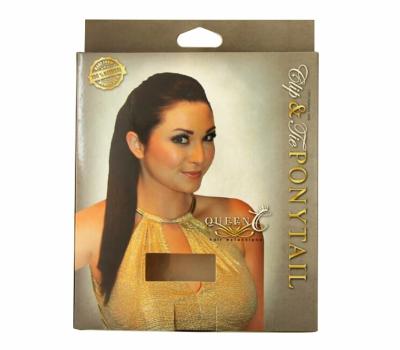 China Pony Tail Wig Packaging Box Glossy Coated Finishing With Display Hole On Top for sale