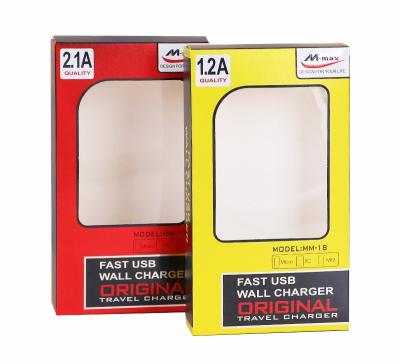 China Wall Charger Box Flap Style , Travel Charger Packaging with Window for sale