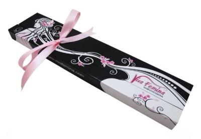 China Hair Extensions Packaging Box With Silk Ribbon Closing Top Open for sale