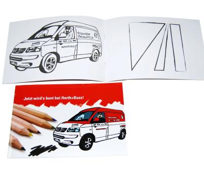 China A5 Childrens Coloring Books Red Cover With Cars Drawing Glossy Coated Cover for sale