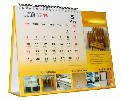 China Desk Calendar Printing , Yellow Table Calendar With Silver YO Ring Bound for sale