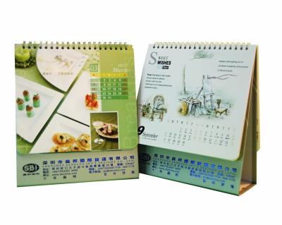 China Universal Table Calendar Printing / Monthly Calendar With Green Hot Foil Stamped Logo for sale