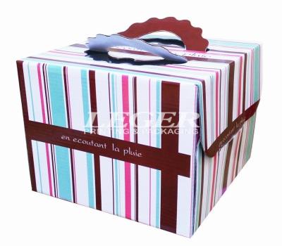 China OEM Corrugated Cardboard Boxes , Custom Birthday Cake Box with carry handles for sale