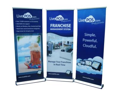 China Blue Color Printed Roll Up Banners With High Quality Metal Base for sale