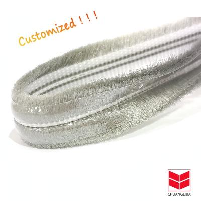 China Waterproof Fabric Finned Weather Strip for Doors and Windows Wool Pile Strip Durable Colors BLACK/GRAY/BROWN/WHITE/OTHER for sale