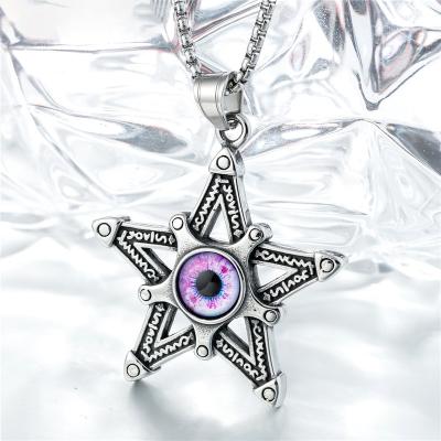 China Crochet Vintage Fashion Pop Jewelry Environmental Friendly Punk Rock Carved Thick Men's Demon Star Stainless Steel Pendant for sale